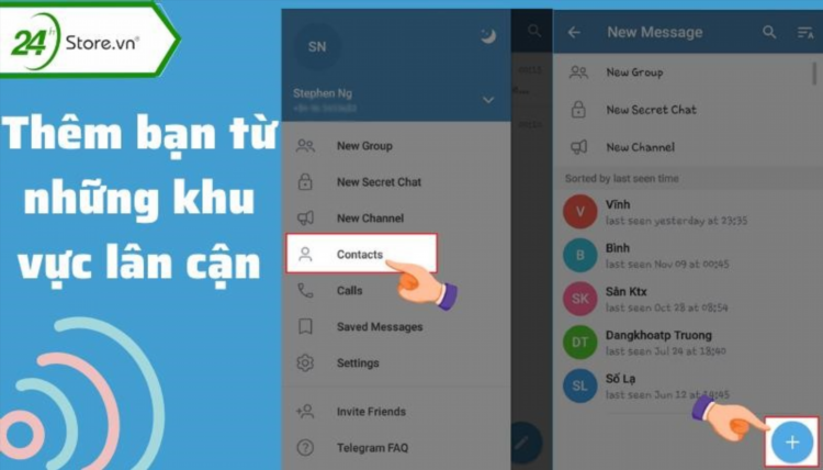 Bạn có thể thêm người dùng Telegram từ những người ở gần khu vực thông qua việc xác định vị trí.