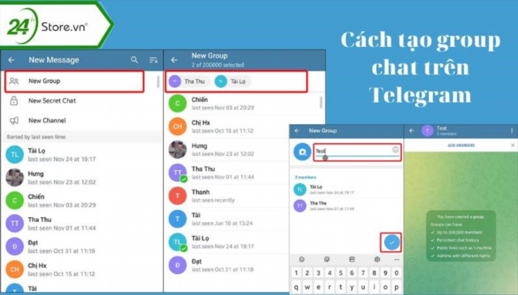 8.1. Phương pháp tạo nhóm trò chuyện trên Telegram.
